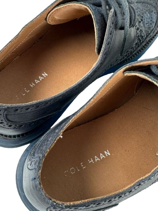 Cole Haan Lunarlon Blue Leather Snakeskin Wingtip Oxford Dress Shoes 10M